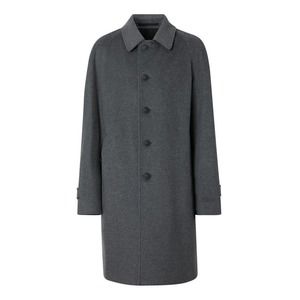 NEW BURBERRY BLACKHEATH GRAY WOOL CASHMERE CHECK COLLAR TRENCH COAT US 44 EUR 54